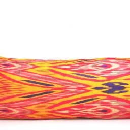 Orange Ikat Long Body Pillow Cover, Silk Lumbar - thumbnail 2
