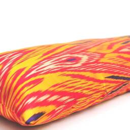 Orange Ikat Long Body Pillow Cover, Silk Lumbar - thumbnail 3