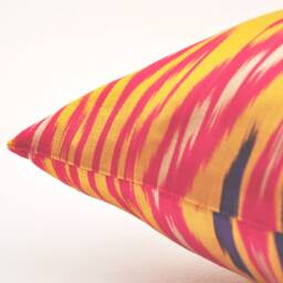 Orange Ikat Long Body Pillow Cover, Silk Lumbar - thumbnail 4