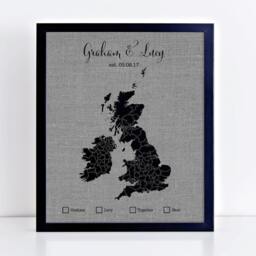 UK & Ireland Pushpin Map Personalised Push Pin Travel Gift Wedding Cotton Or Linen Anniversary 4Th - thumbnail 2