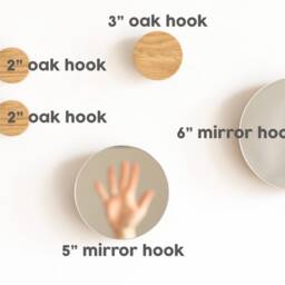 Modern Rustic Wooden Wall Mirror & Round Coat Hook, Unique Entryway Decor - thumbnail 2