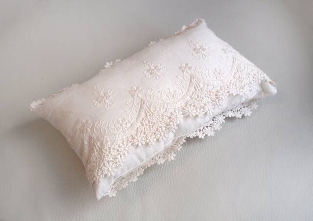 Boho Lace Texture Mini Newborn Pillow For Photography Prop Use Photographers - White Ivory - image 1