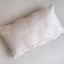 Boho Lace Texture Mini Newborn Pillow For Photography Prop Use Photographers - White Ivory - thumbnail 3