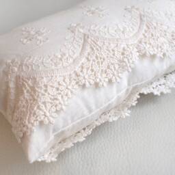 Boho Lace Texture Mini Newborn Pillow For Photography Prop Use Photographers - White Ivory - thumbnail 2