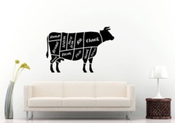 Beef Cow Parts Cooking Meet Kitchen Deli Wall Sticker Decal Vinyl Mural Decor Art L2302 - thumbnail 1