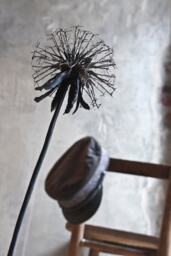 Metal Dandelion, Botanical Original Art Metal Sculpture in Stone Pedestal By The Steel Style Things 6Th Anniversary