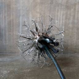Metal Dandelion, Botanical Original Art Metal Sculpture in Stone Pedestal By The Steel Style Things 6Th Anniversary - thumbnail 4