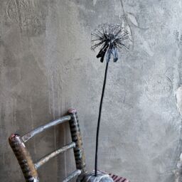 Metal Dandelion, Botanical Original Art Metal Sculpture in Stone Pedestal By The Steel Style Things 6Th Anniversary - thumbnail 3
