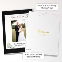 Personalised Wedding Photo Frame Gift, Eucalyptus Style Printed White - thumbnail 2