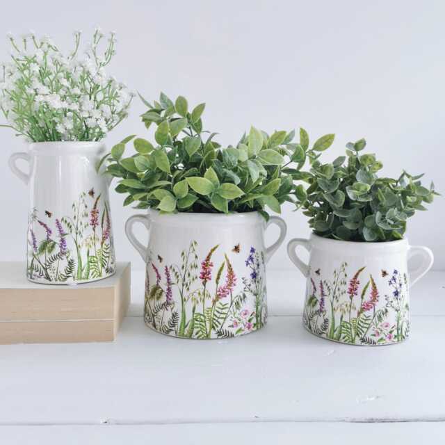 White Meadow Flowers Vase, Plant Pot, 3 Options, Gift, Spring Decor, Mothers Day, Gift For Mum - image 1