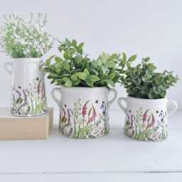 White Meadow Flowers Vase, Plant Pot, 3 Options, Gift, Spring Decor, Mothers Day, Gift For Mum - thumbnail 1