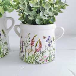 White Meadow Flowers Vase, Plant Pot, 3 Options, Gift, Spring Decor, Mothers Day, Gift For Mum - thumbnail 3
