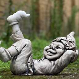Smiling Pixie Statue Whimsical Outdoor Decoration Concrete Funny Garden Cement Lying Gnome Ornament Stone Unique Yard Art Gnome Lover Gift - thumbnail 2