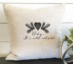Baby It's Cold Outside Pillow Cover, Christmas Winter Pillow, 18x18 Gift - thumbnail 1