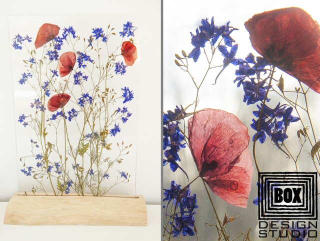 Flower Design Lamp Poppies, Epoxy Resin Table Modern, Flowers Light Decor, Accent Lighting - Night Lamps For Tables - image 1