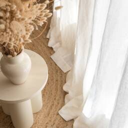 Rod Pocket White Linen Curtain Panel, Semi-Sheer Washed Curtains, Custom Made Drapes - thumbnail 3