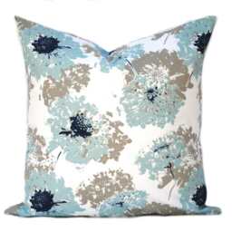 Two Floral Pillow Covers, Home Decor, Decorative Pillow, Throw Geometric Blue Pillow, Navy Pillow - thumbnail 2