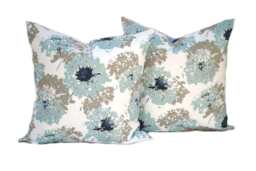 Two Floral Pillow Covers, Home Decor, Decorative Pillow, Throw Geometric Blue Pillow, Navy Pillow - thumbnail 1