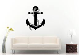 Anchor Sea Ocean Water Navy Naval Nautical Line Rope Wall Decal Vinyl Sticker Mural Room Decor L1177 - thumbnail 1