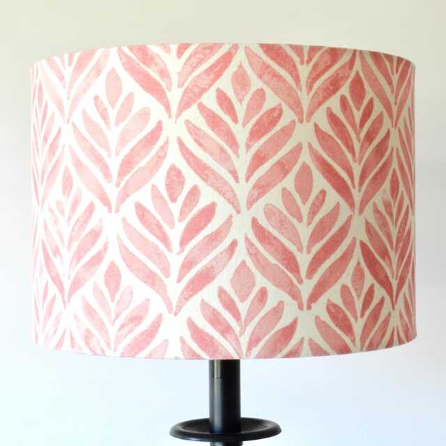 Pink & Natural Watercolor Leaves Lampshade Linen Drum Shade - image 1