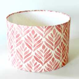 Pink & Natural Watercolor Leaves Lampshade Linen Drum Shade - thumbnail 2