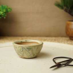 Handmade Green Mame Bonsai Pot. 6.5cm Diameter, 3cm High. G2512 - thumbnail 3
