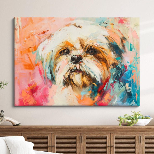Shih Tzu Abstract Oil Painting Framed Print & Canvas Large Sizes Luxury Wall Art Poster Pet Home Decor Interior Dog Lover Gift - image 1