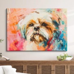 Shih Tzu Abstract Oil Painting Framed Print & Canvas Large Sizes Luxury Wall Art Poster Pet Home Decor Interior Dog Lover Gift - thumbnail 1