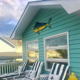 Wood Mahi Wall Art. Fathers Day Gift For Dad. Wooden Fish Outdoor, New Home Backyard Decor - thumbnail 2