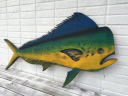 Wood Mahi Wall Art. Fathers Day Gift For Dad. Wooden Fish Outdoor, New Home Backyard Decor - thumbnail 1