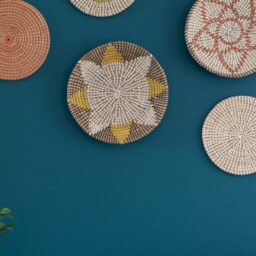Hand Woven Seagrass Wall Decor Set - Colorful Star Design, Of 5 - thumbnail 3