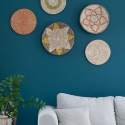 Hand Woven Seagrass Wall Decor Set - Colorful Star Design, Of 5 - thumbnail 2