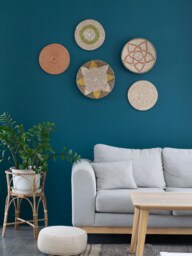 Hand Woven Seagrass Wall Decor Set - Colorful Star Design, Of 5 - thumbnail 1