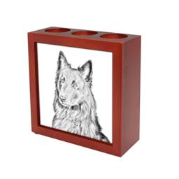Belgian Shepherd - Wooden Stand For Candles/Pens With The Image Of A Dog New Collection - thumbnail 1