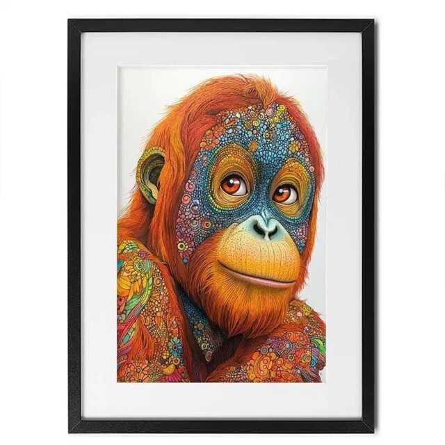 Inked Orangutan Framed Art Print - image 1