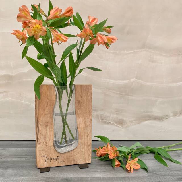 Personalised Tanoak Wooden Vase - Mother's Day Gifts For Her Anniversary Wedding Birthday Mr & Mrs Housewarming Him - image 1