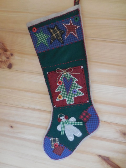 Patchwork Gingerbread Man Christmas Tree Stocking - image 1