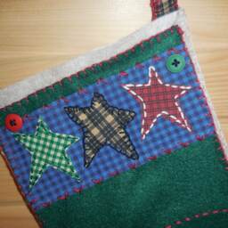 Patchwork Gingerbread Man Christmas Tree Stocking - thumbnail 2