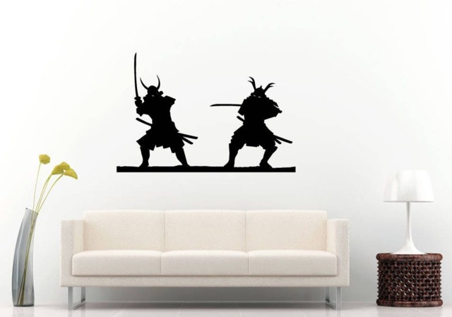 Japanese Samurai Fight Sword Battle Ninja Ancient Armor Warriors Wall Sticker Decal Vinyl Mural Decor Art L2328 - image 1