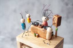 Wooden Dj Automate Handcrafted. Kinetic Sculpture, Automaton Handmade Wood. Original Gift For Dj, Figurine Automatic. Gifts Idea