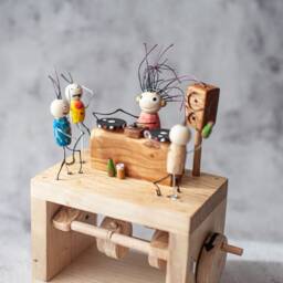 Wooden Dj Automate Handcrafted. Kinetic Sculpture, Automaton Handmade Wood. Original Gift For Dj, Figurine Automatic. Gifts Idea - thumbnail 2