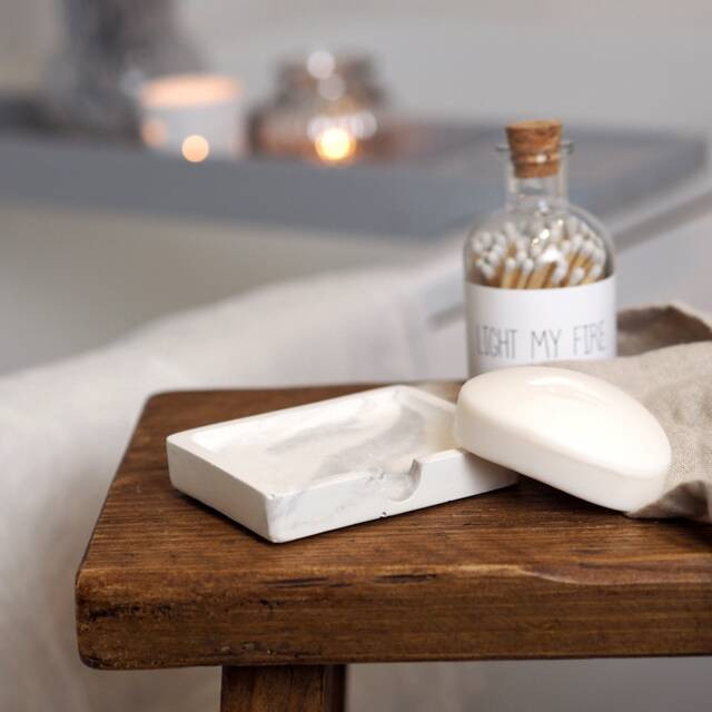 Handmade Concrete Soap Dish Modern Marble Bathroom Accessory - image 1