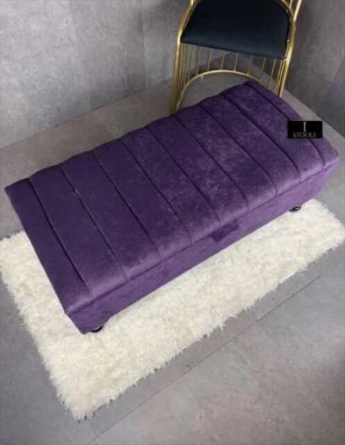 Purple Velvet Storage Ottoman Bench, Handmade Footstool, UK Made - image 1