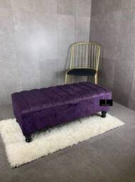Purple Velvet Storage Ottoman Bench, Handmade Footstool, UK Made - thumbnail 3
