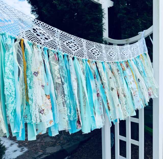 Custom Fringe Curtain Farmhouse Valance Window Treatments Aqua - image 1