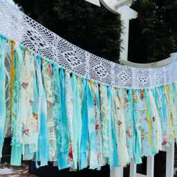 Custom Fringe Curtain Farmhouse Valance Window Treatments Aqua - thumbnail 2
