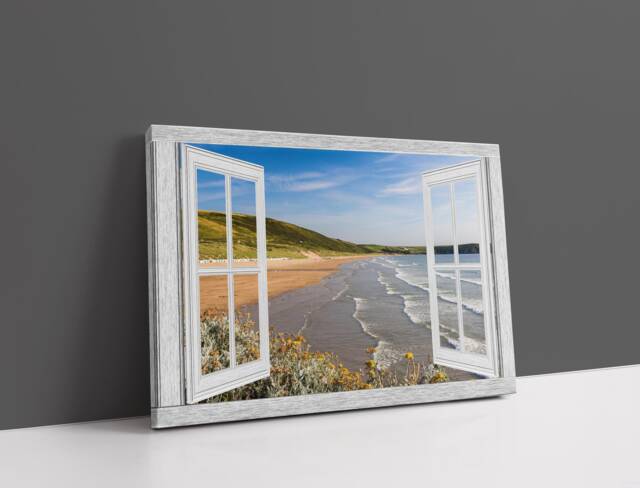 Scenic View Canvas Print Faux Window Landscape Wall Art - image 1