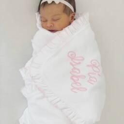 Baby Blanket, Personalized Baby Monogrammed Shower Gift, Stroller Pima Cotton - thumbnail 2