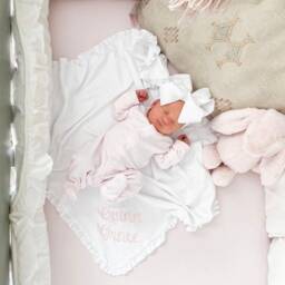 Baby Blanket, Personalized Baby Monogrammed Shower Gift, Stroller Pima Cotton - thumbnail 3
