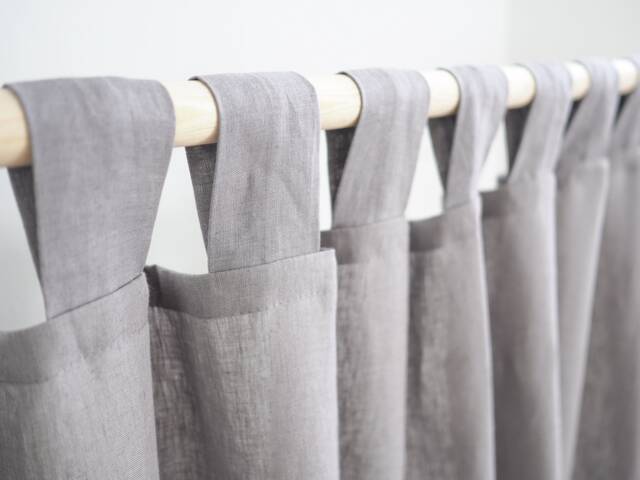 Gray Tab Top Window Curtain Panel Made Of Medium Linen - 160 G/2 - image 1